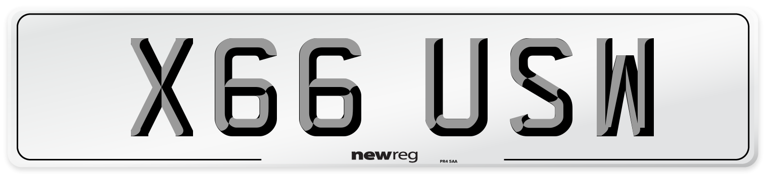 X66 USW Number Plate from New Reg